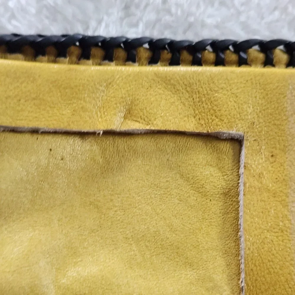Vtg Hand Tooled Leather Braided Edge Bifold Wallet Western/Cowboy-Horse & Boots